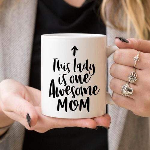 Magenta Shadow Gifts 11oz Coffee Mug - This Lady Is One Awesome Mom -
