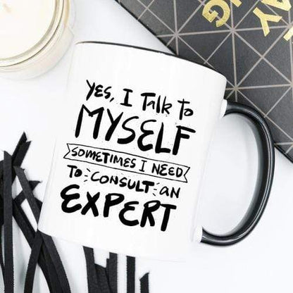 Magenta Shadow Gifts 11oz Coffee Mug -  Yes, I Talk to Myself.