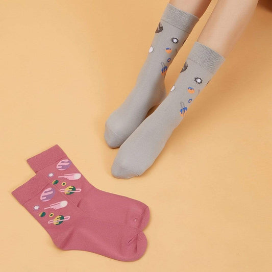 Angela Women's Clothing one-size / Multicolor 2pairs Cartoon Space Graphic Socks