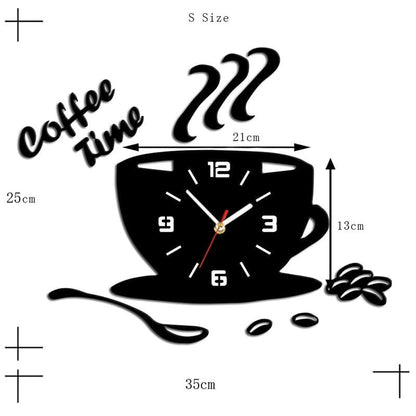 samauk Clocks 3D DIY Coffee Time Acrylic Wall Clock