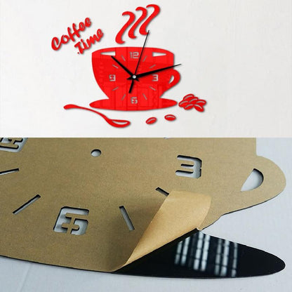 samauk Clocks 3D DIY Coffee Time Acrylic Wall Clock