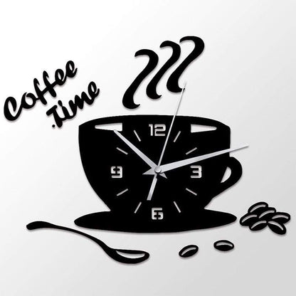 samauk Clocks 3D DIY Coffee Time Acrylic Wall Clock