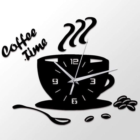 samauk Clocks 3D DIY Coffee Time Acrylic Wall Clock