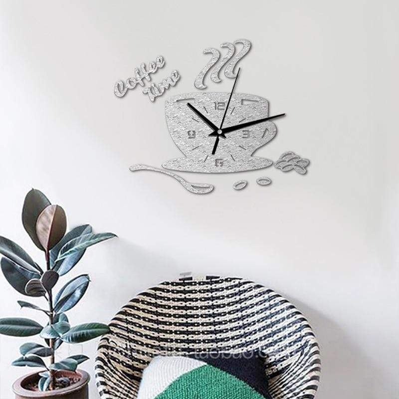 samauk Clocks 3D DIY Coffee Time Acrylic Wall Clock