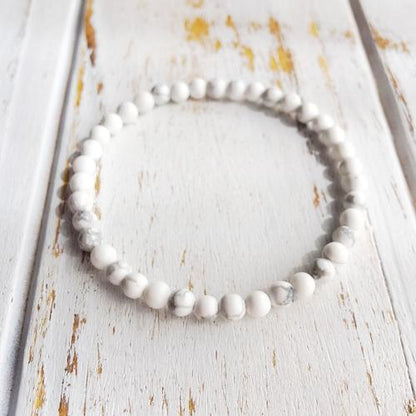 Purple Lily Jewelry & Watches 4mm White Howlite Bracelet ~ Calm & Relief