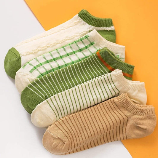 Angela Women's Clothing one-size / Multicolor 5pairs Plaid Pattern Socks