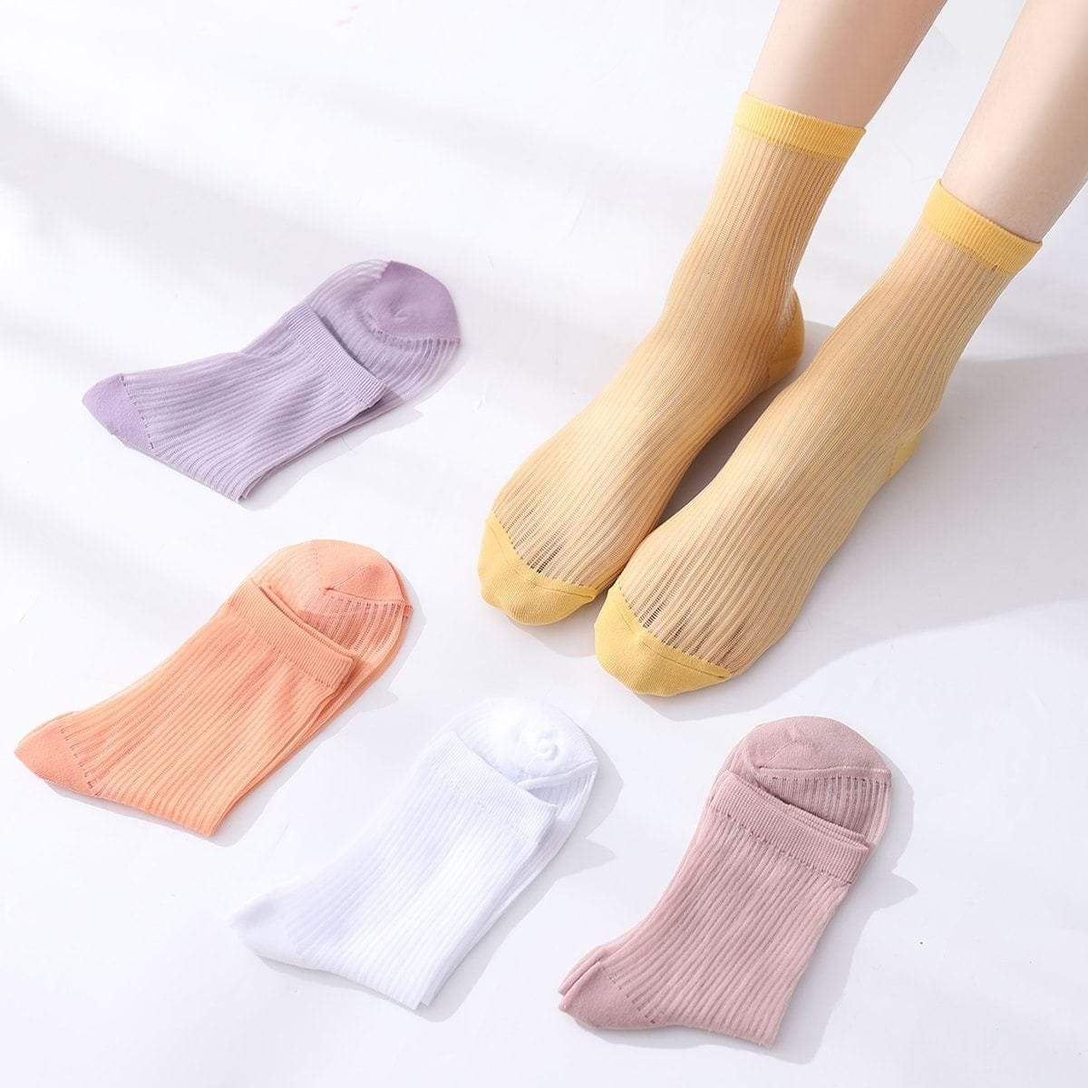 Angela Women's Clothing one-size / Multicolor 5pairs Striped Pattern Socks