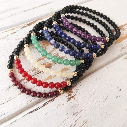 Purple Lily Jewelry & Watches 7 Chakra (4mm) Bracelet Set - Seven Bracelets -