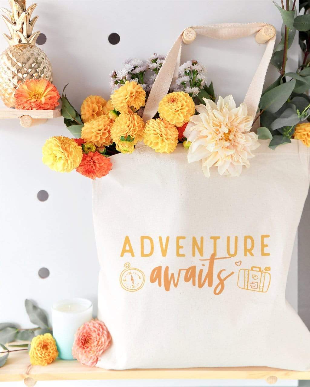 Turquoise Andromeda Totes & Beach Bags Adventure Awaits Tote Bag