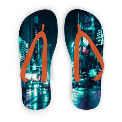 Scorpius Sandals L / Orange Strap Another Rainy Night Adult Flip Flops