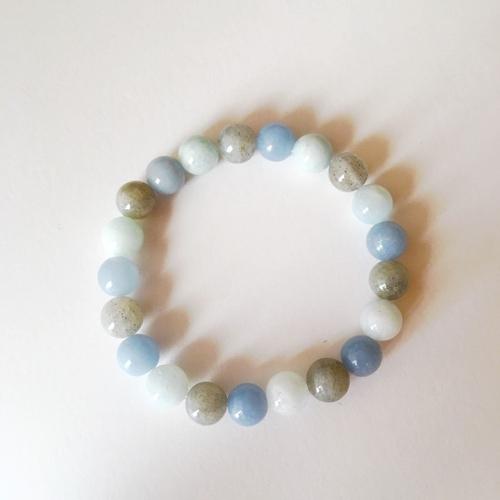 Purple Lily Jewelry & Watches Aquarius Sign Genuine Aquamarine, Angelite, Labradorite