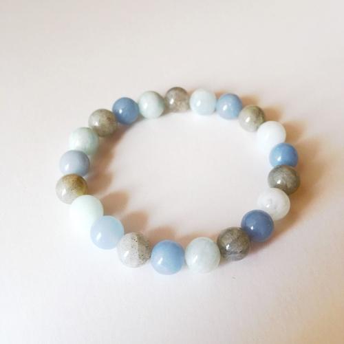 Purple Lily Jewelry & Watches Aquarius Sign Genuine Aquamarine, Angelite, Labradorite