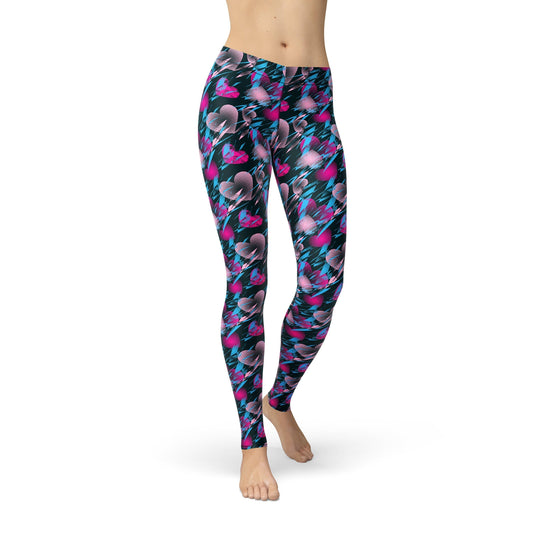 Orange Poppy Leggings Avery Blue Pink Hearts Leggings