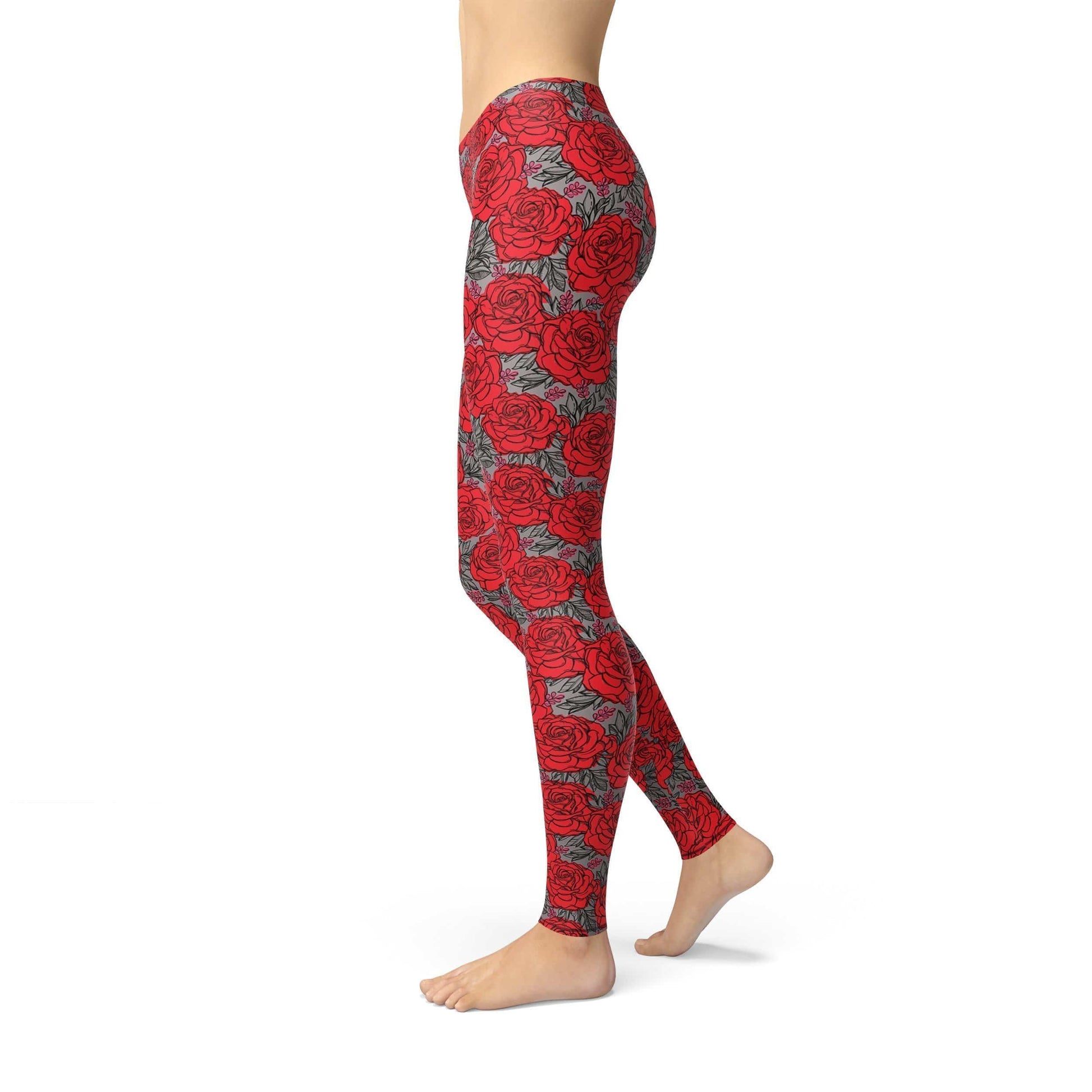 Orange Poppy Leggings Avery Drawn Roses Leggings