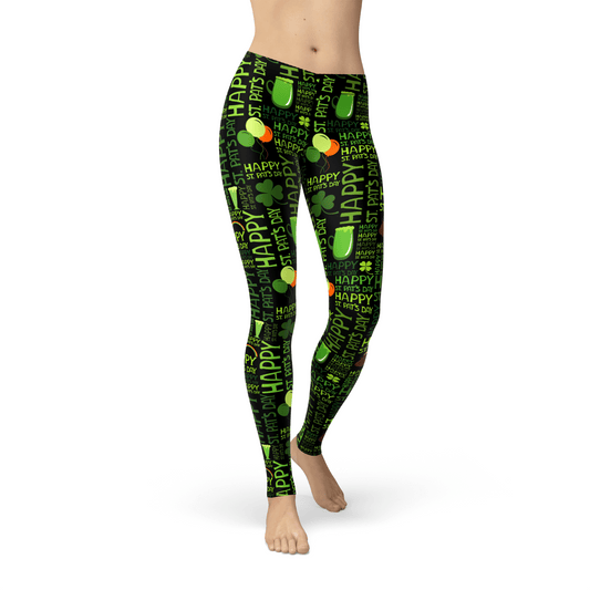 Orange Poppy Leggings Avery Happy St Patricks Day Leggings