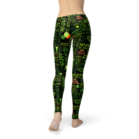 Orange Poppy Leggings Avery Happy St Patricks Day Leggings