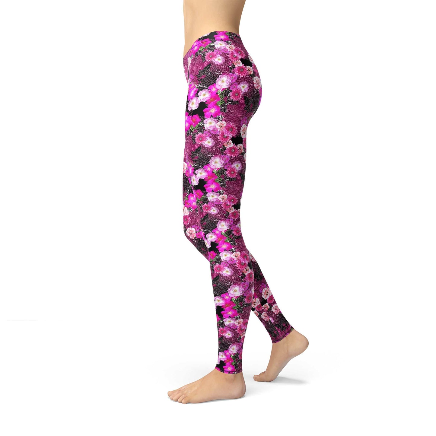 Orange Poppy Leggings Avery Pink Magenta Flowers Leggings