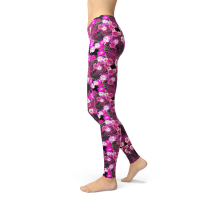 Orange Poppy Leggings Avery Pink Magenta Flowers Leggings