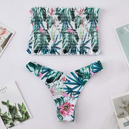 Silver Sam Women's Clothing Bandeau Ruched Floral Printed Bikini