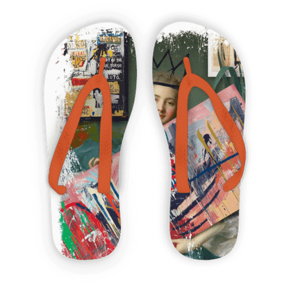 Scorpius Sandals L / Orange Strap Basquiat Fan Adult Flip Flops
