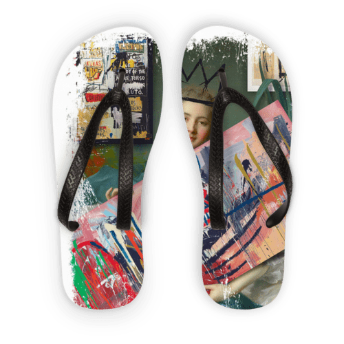 Scorpius Sandals L / Black Strap Basquiat Fan Adult Flip Flops