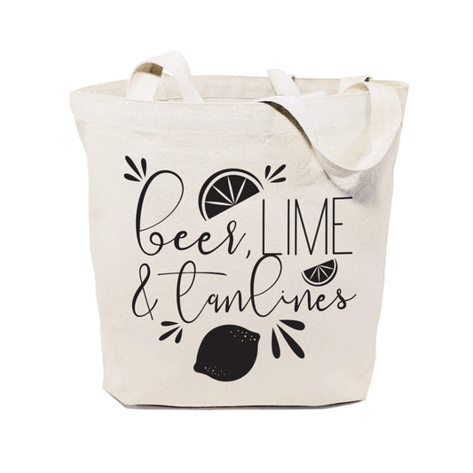 Turquoise Andromeda Totes & Beach Bags Beer, Lime and Tan Lines Tote Bag