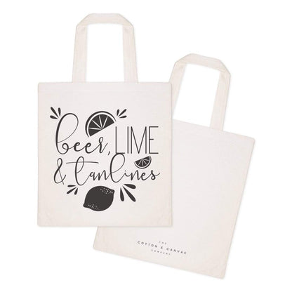 Turquoise Andromeda Totes & Beach Bags Beer, Lime and Tan Lines Tote Bag