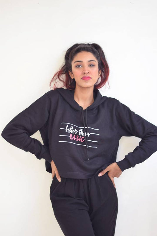 Glow Road Women's Clothing Better Than Basic Crop Hoodie For Women's