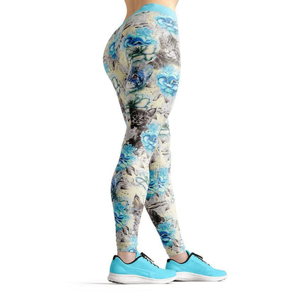 Orange Poppy Leggings Beverly Blue Kittens & Flowers Leggings