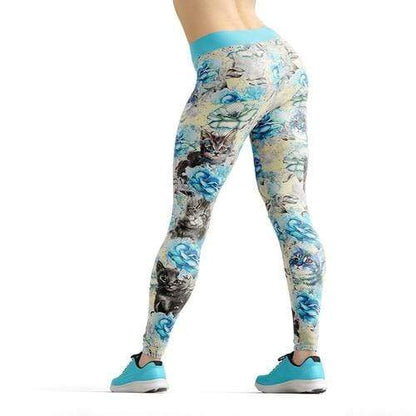 Orange Poppy Leggings 2XL / Multicolored / Capri Beverly Blue Kittens & Flowers Leggings