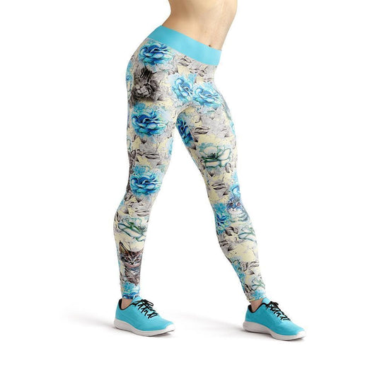 Orange Poppy Leggings Beverly Blue Kittens & Flowers Leggings