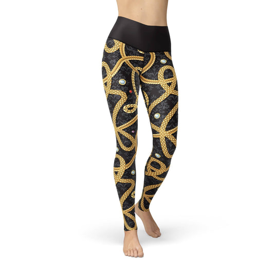 Orange Poppy Leggings Beverly Gold Chains Leggings