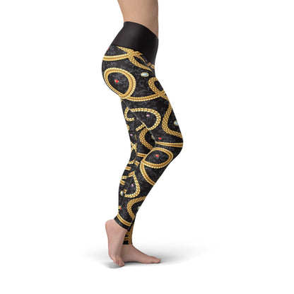 Orange Poppy Leggings Beverly Gold Chains Leggings