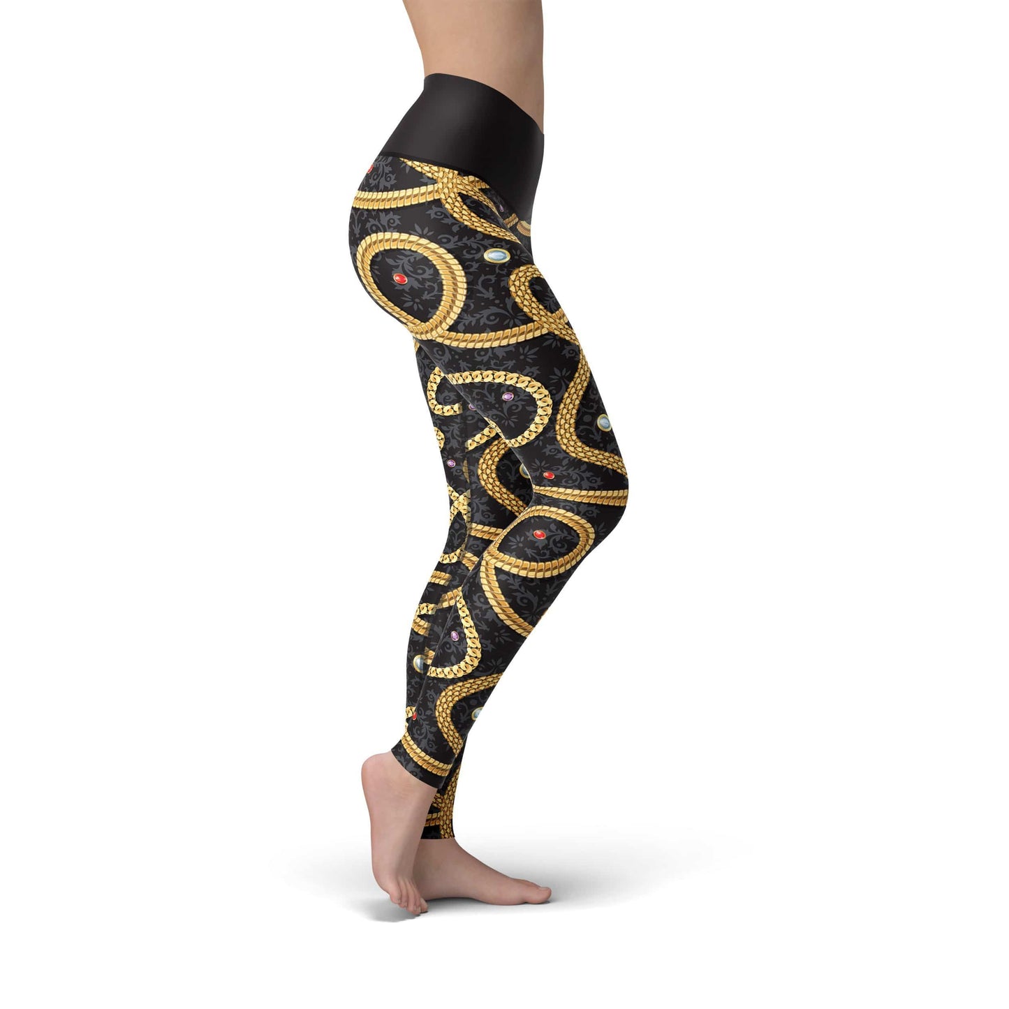 Orange Poppy Leggings Beverly Gold Chains Leggings