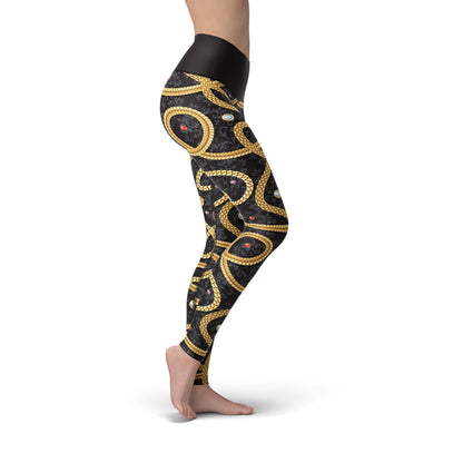 Orange Poppy Leggings Beverly Gold Chains Leggings