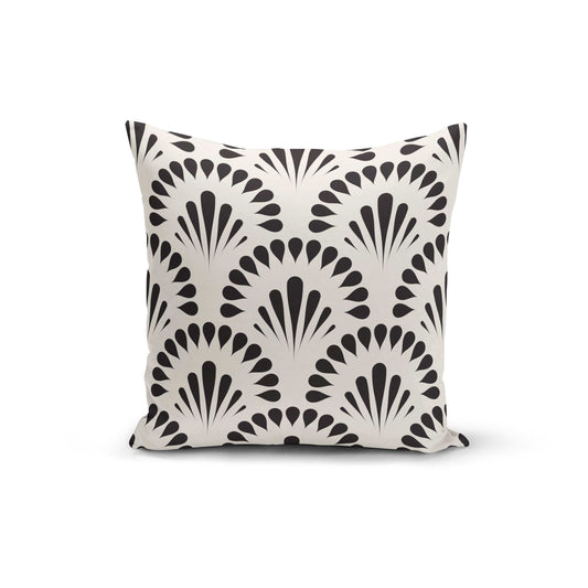 Orange Poppy Textiles & Pillows Black Cream Floral Pillow Cover