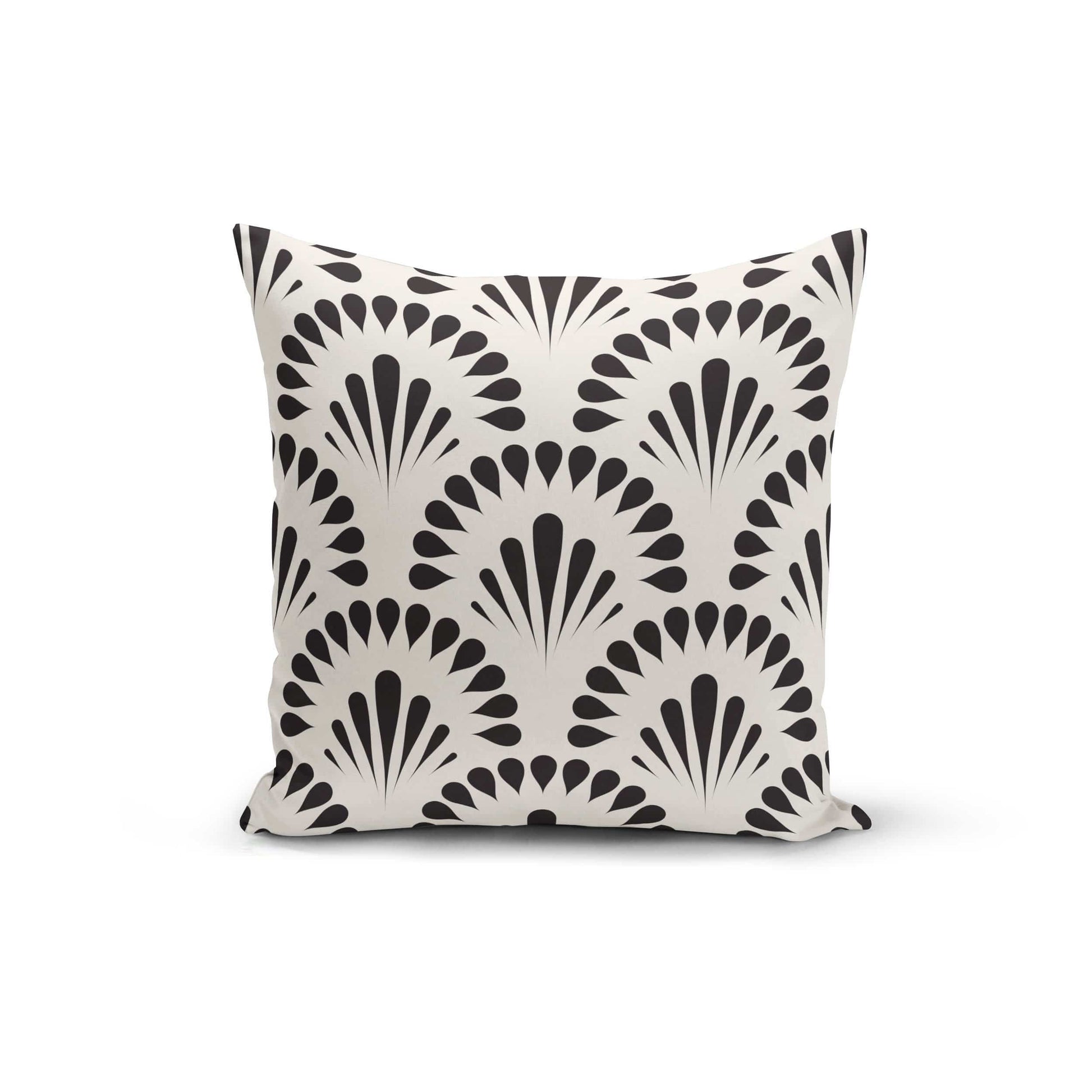 Orange Poppy Textiles & Pillows Black Cream Floral Pillow Cover
