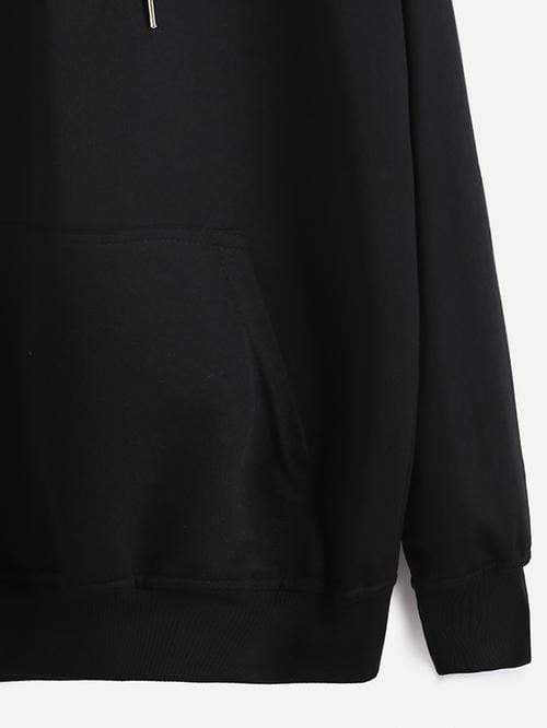 Celeste Women's Clothing Black Hoodie Drawstring Sweatshirt