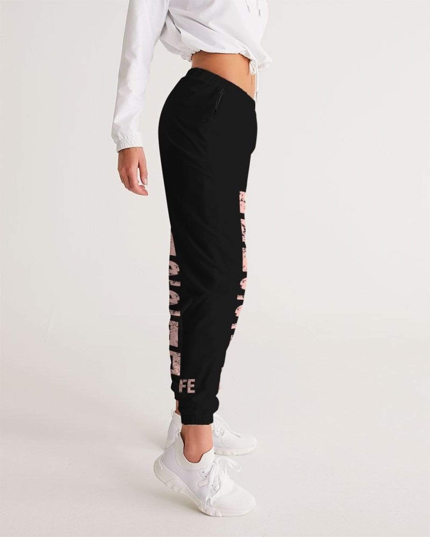 Grey Coco Women's Clothing Blessed Black & Peach Womens Athletic Track Pants