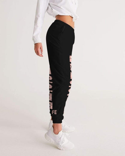 Grey Coco Women's Clothing Blessed Black & Peach Womens Athletic Track Pants