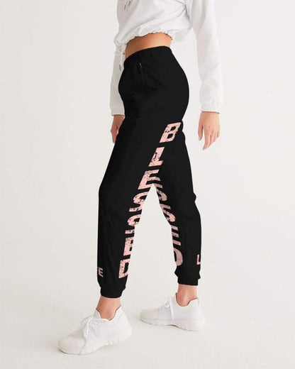 Grey Coco Women's Clothing Blessed Black & Peach Womens Athletic Track Pants