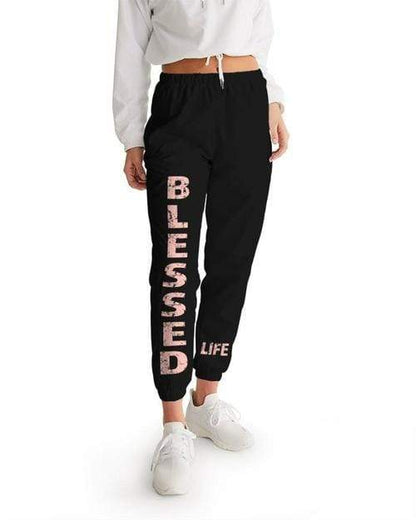Grey Coco Women's Clothing L Blessed Black & Peach Womens Athletic Track Pants