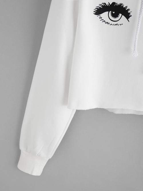 Celeste Women's Clothing Blink One Eye Print Crop Hoodie