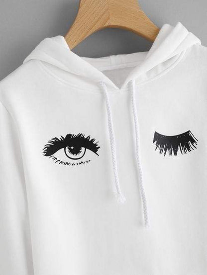 Celeste Women's Clothing Blink One Eye Print Crop Hoodie