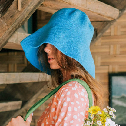 Cocoa Brunn Hats BLOOM Crochet Sun Hat, in Mosaic Blue