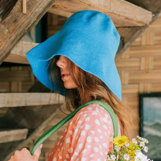 Cocoa Brunn Hats BLOOM Crochet Sun Hat, in Mosaic Blue