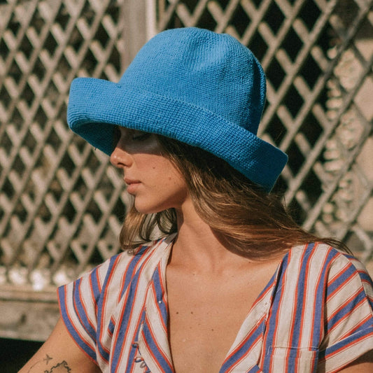Cocoa Brunn Hats BLOOM Crochet Sun Hat, in Mosaic Blue
