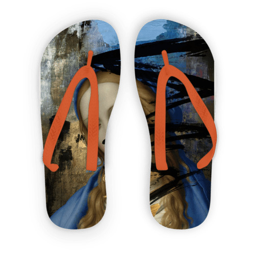Scorpius Sandals L / Orange Strap Blue Adult Flip Flops