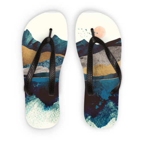 Scorpius Sandals L / Black Strap Blue Mountain Reflection Adult Flip Flops