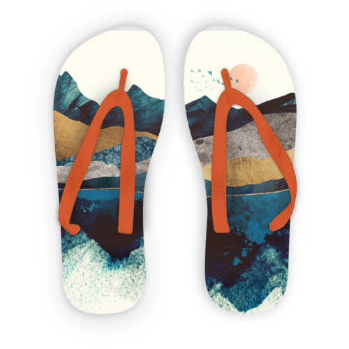 Scorpius Sandals L / Orange Strap Blue Mountain Reflection Adult Flip Flops